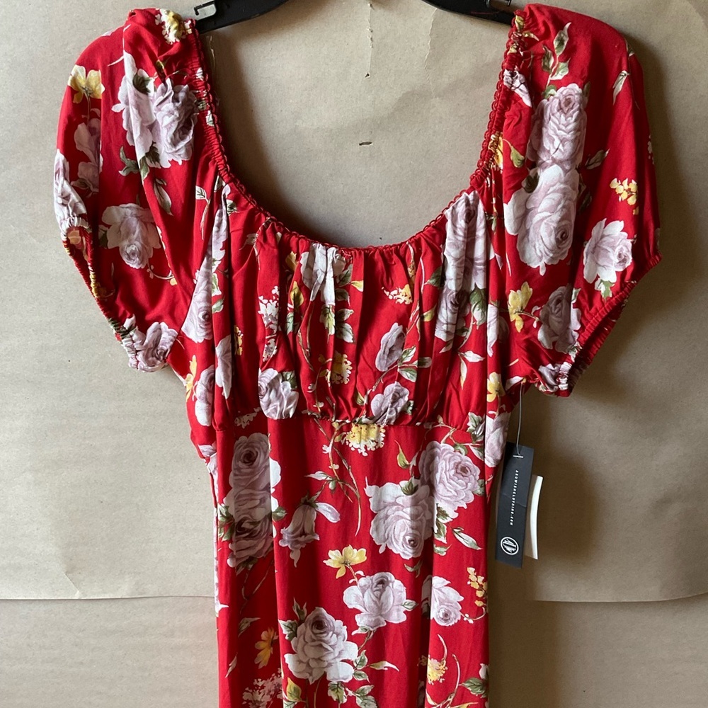 As U Wish Floral Red Dress. Size L NWT - Picture 2 of 13